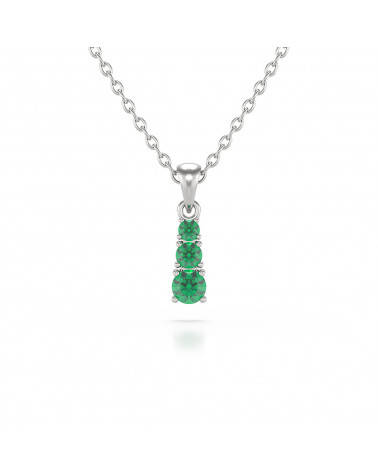 925 Silver Emerald Necklace Pendant Chain included ADEN - 1