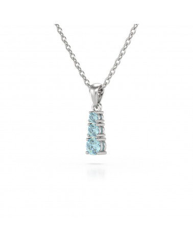 925 Silber Aquamarin Halsketten Anhanger Silberkette enthalten ADEN - 3