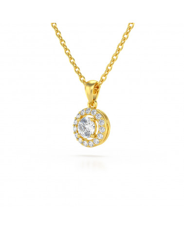 Collar Colgante de Oro 14K Aguamarina y Diamantes Cadena Oro incluida ADEN - 3