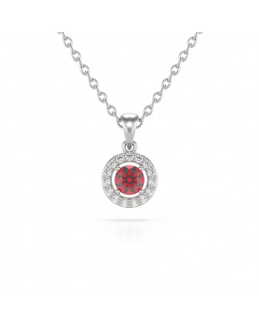 Colgante Pendente Rubino Diamanti Catena Argento inclusa ADEN - 1