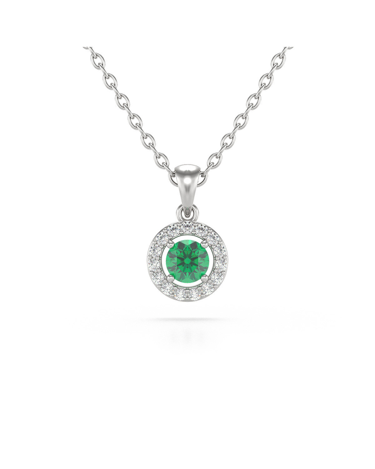 Colgante Pendente Smeraldo Diamanti Catena Argento inclusa