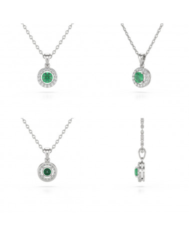 925 Silber Smaragd Diamanten Halsketten Anhanger Silberkette enthalten ADEN - 2