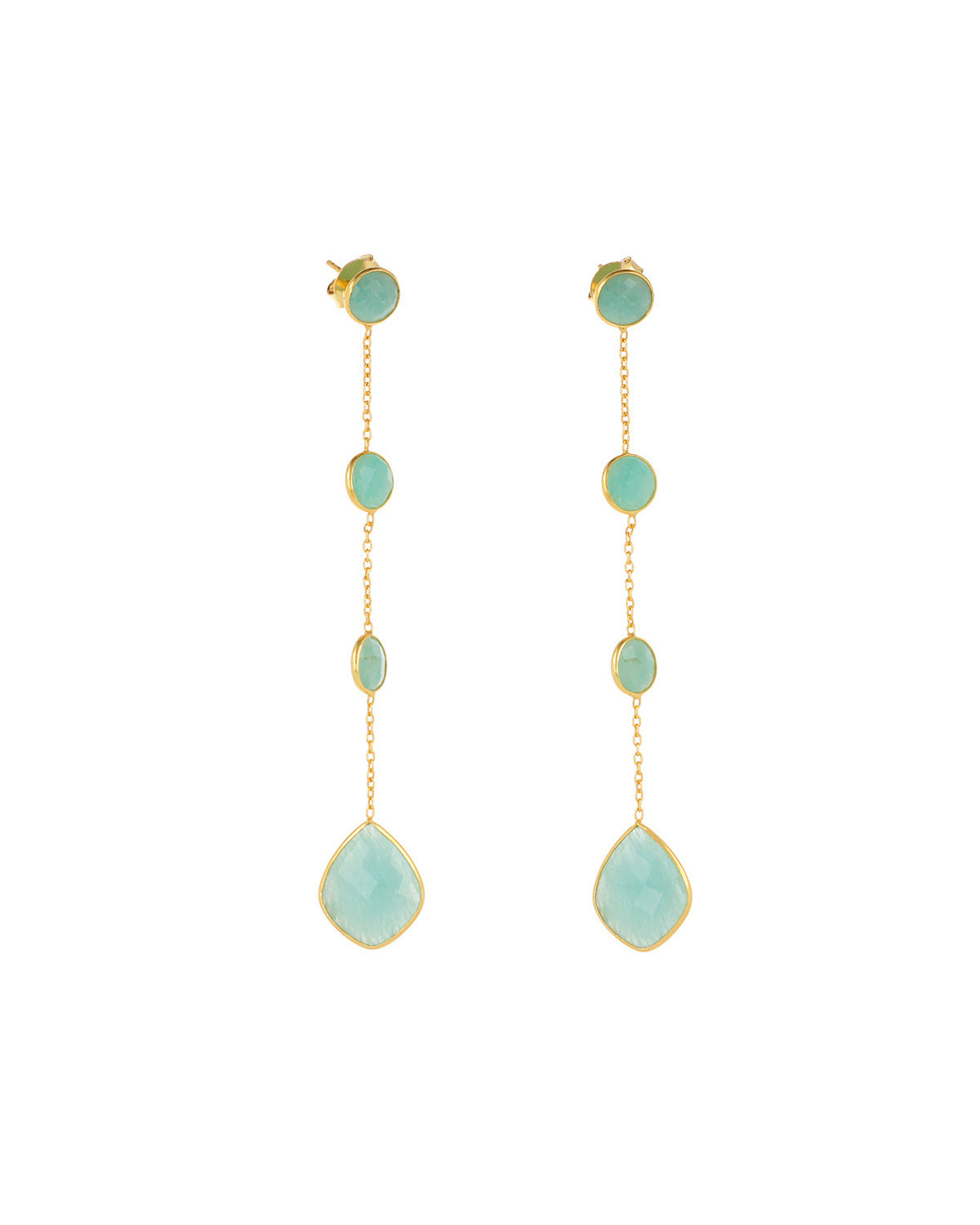 Gold Plated 925 Sterling Silver Amazonite Earrings
