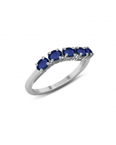 925 Sterling Silver 5 Sapphire Stones Ring