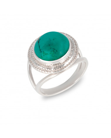 925 Sterling Silver Turquoise Round Shape Ring