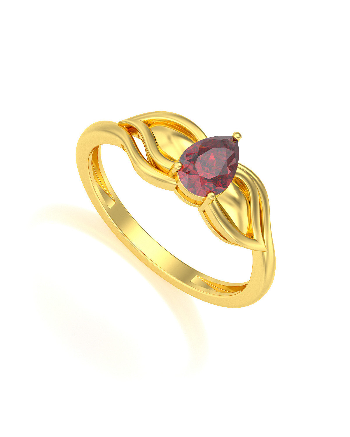 Bague Solitaire Or Jaune Rubis 1.92grs