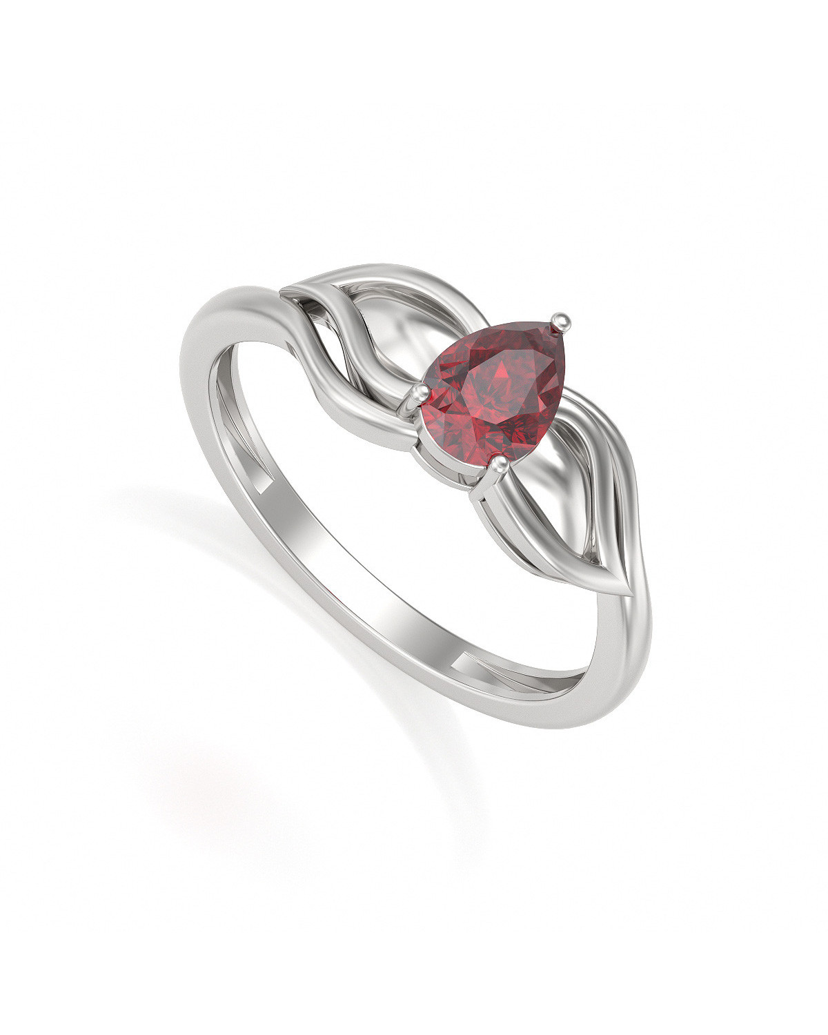 Bague Solitaire Or Blanc Rubis 1.92grs
