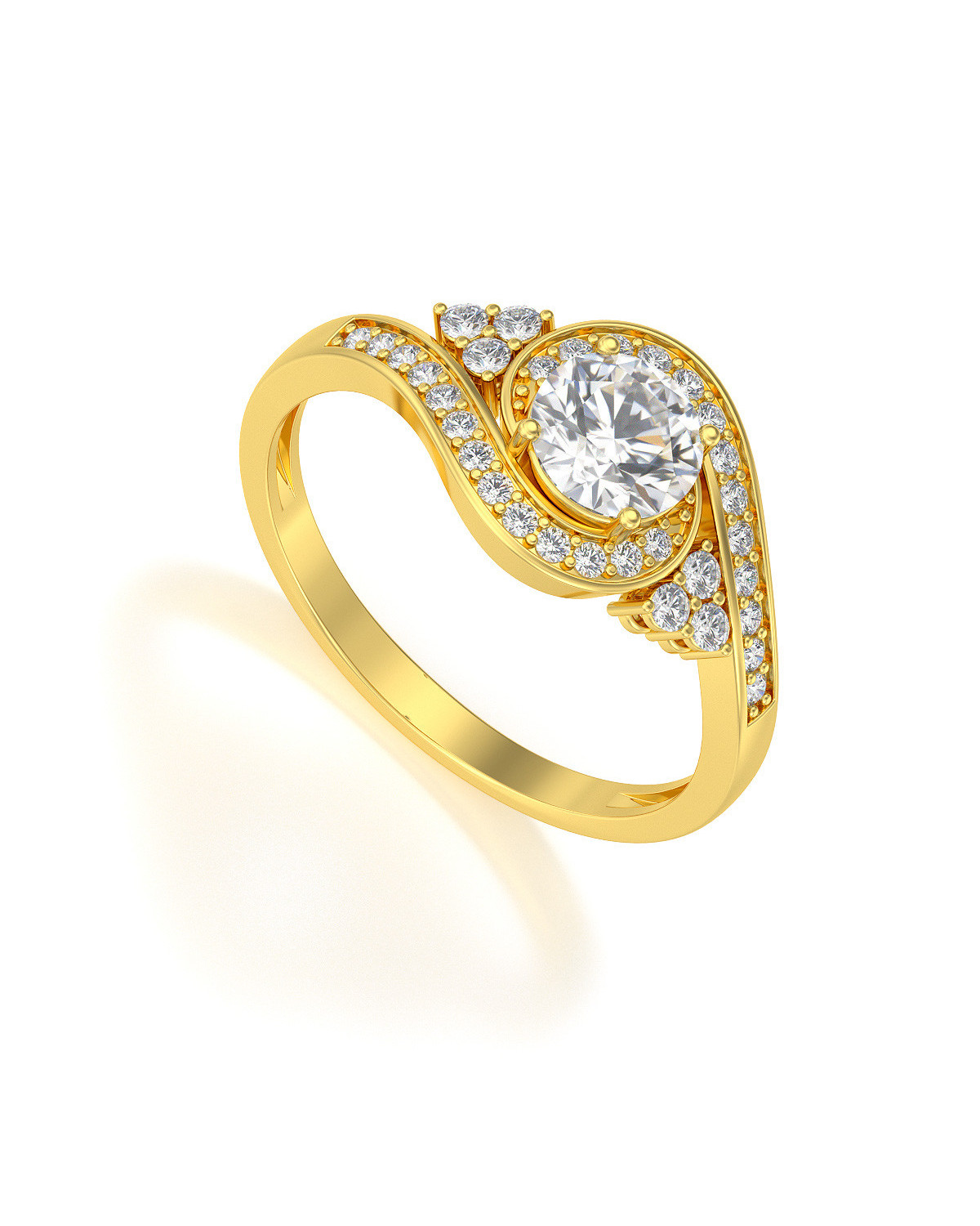 Gold Moissanite Diamonds Ring