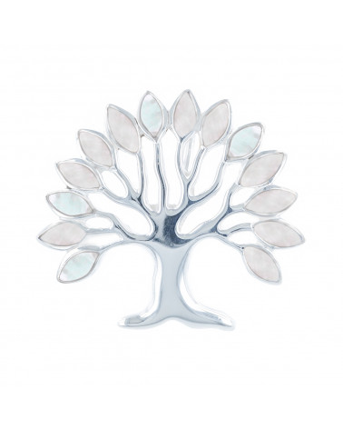 Pendentif arbre de vie  argent 925 et feuillage nacre blanche