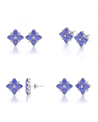 925 Silver Tanzanite Diamonds Earrings