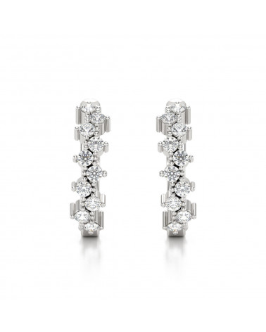 Boucles d'oreille Créoles Diamants sur Argent 925 1.602grs