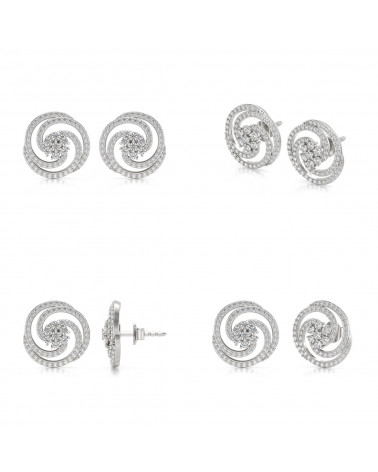 Boucles d'oreille Diamants sur Argent 925 4.01grs