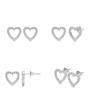 Boucles d'oreille Coeur Or Blanc Diamant 1.284grs