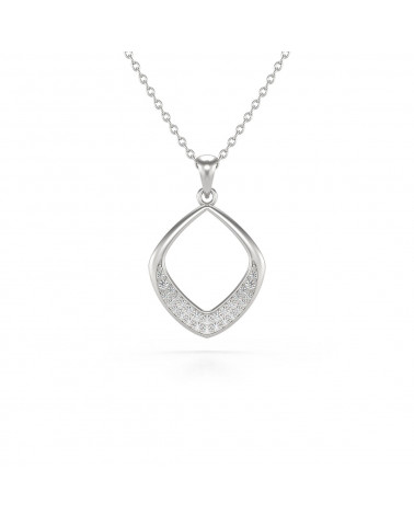 Collier Pendentif Or Blanc Diamant Chaine Or incluse 1.402grs