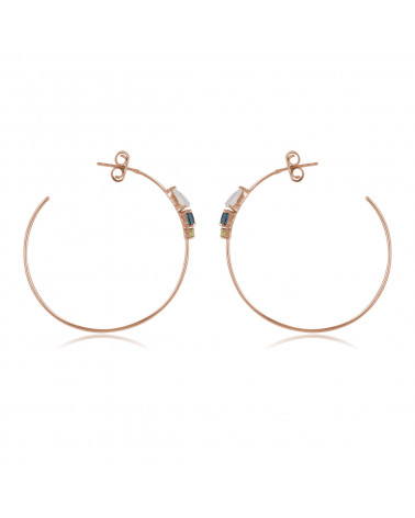 Aros de Plata de Ley 925 con Baño de Oro Rosa de 18 Quilates y 3 Gemas - Aden