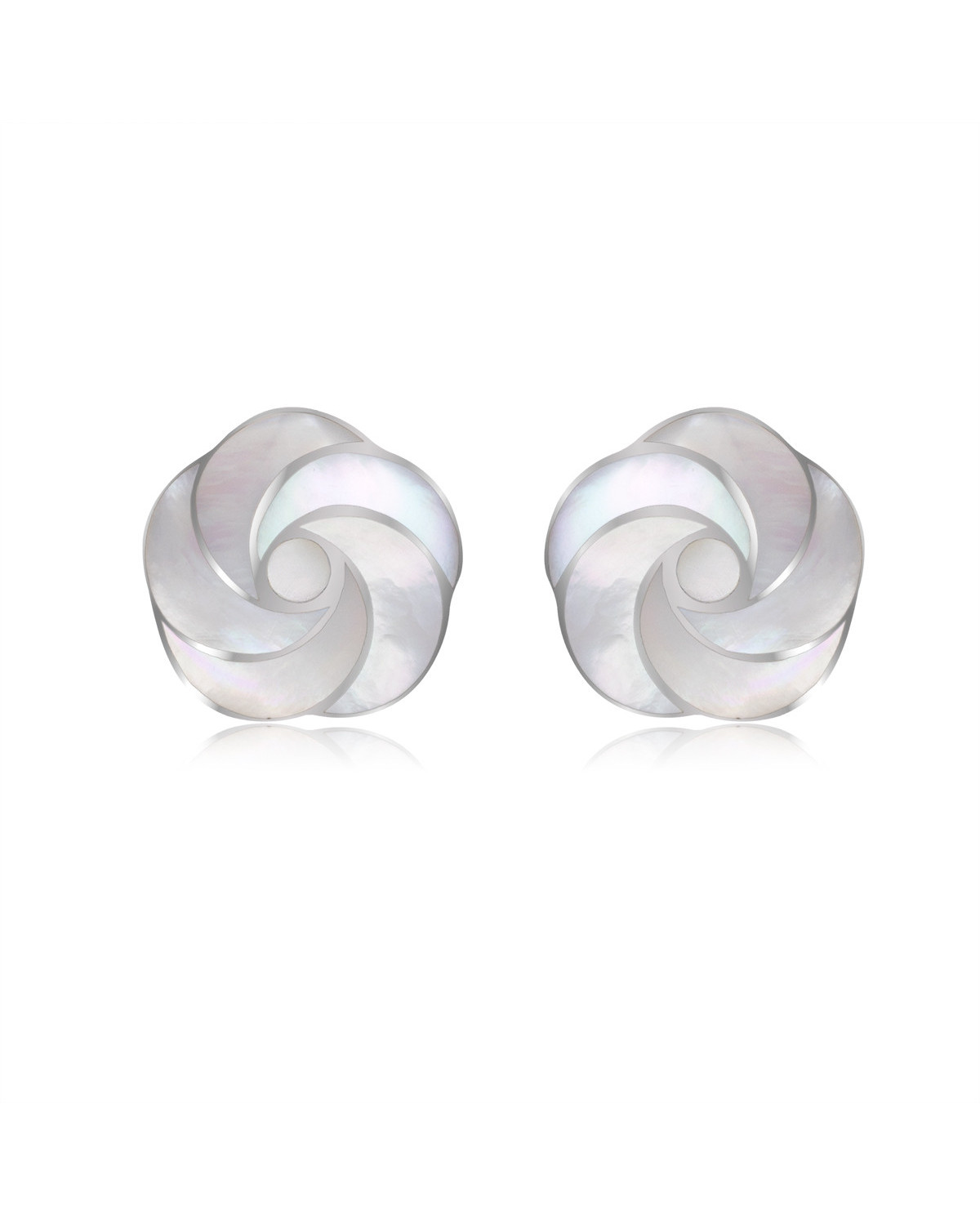 925 Sterling Silver White Mother-of-pearl Flower Earrings