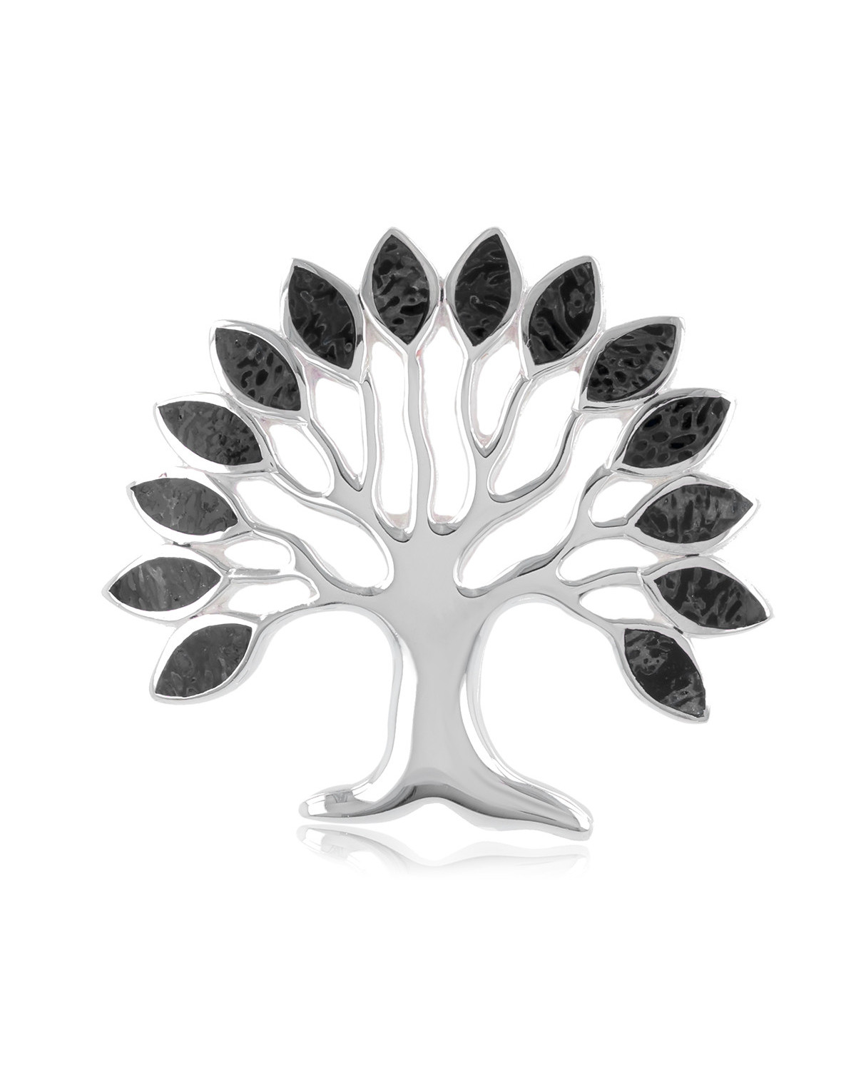 Pendentif arbre de vie  argent 925 et feuillage nacre noire