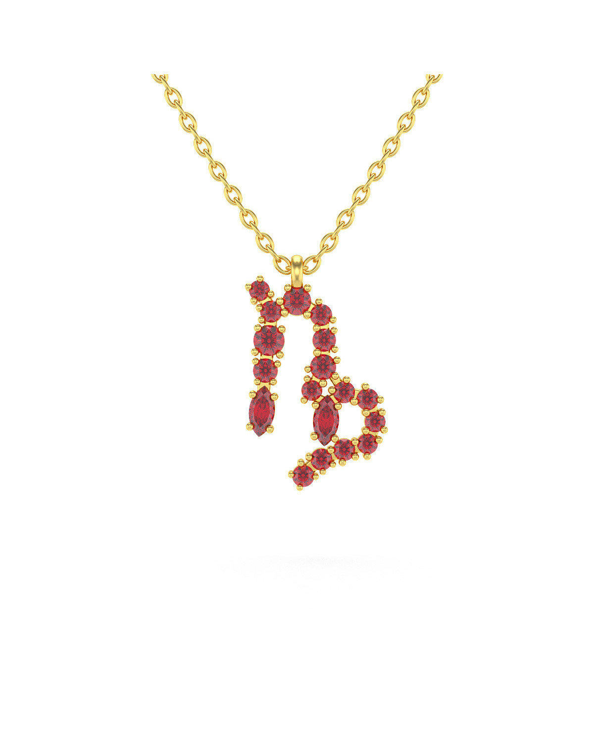 14K Gold Ruby Necklace Pendant Gold Chain included