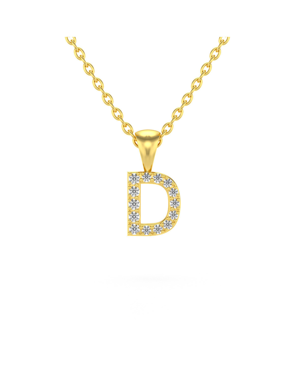 Collier Pendentif Lettre D Or Jaune Diamant Chaine Or incluse 0.72grs