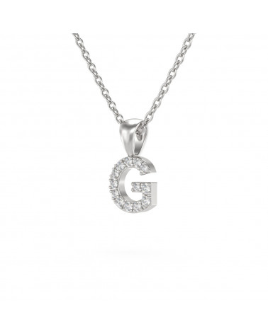 Collier Pendentif Lettre G Diamant Chaine Argent 925 incluse 0.72grs