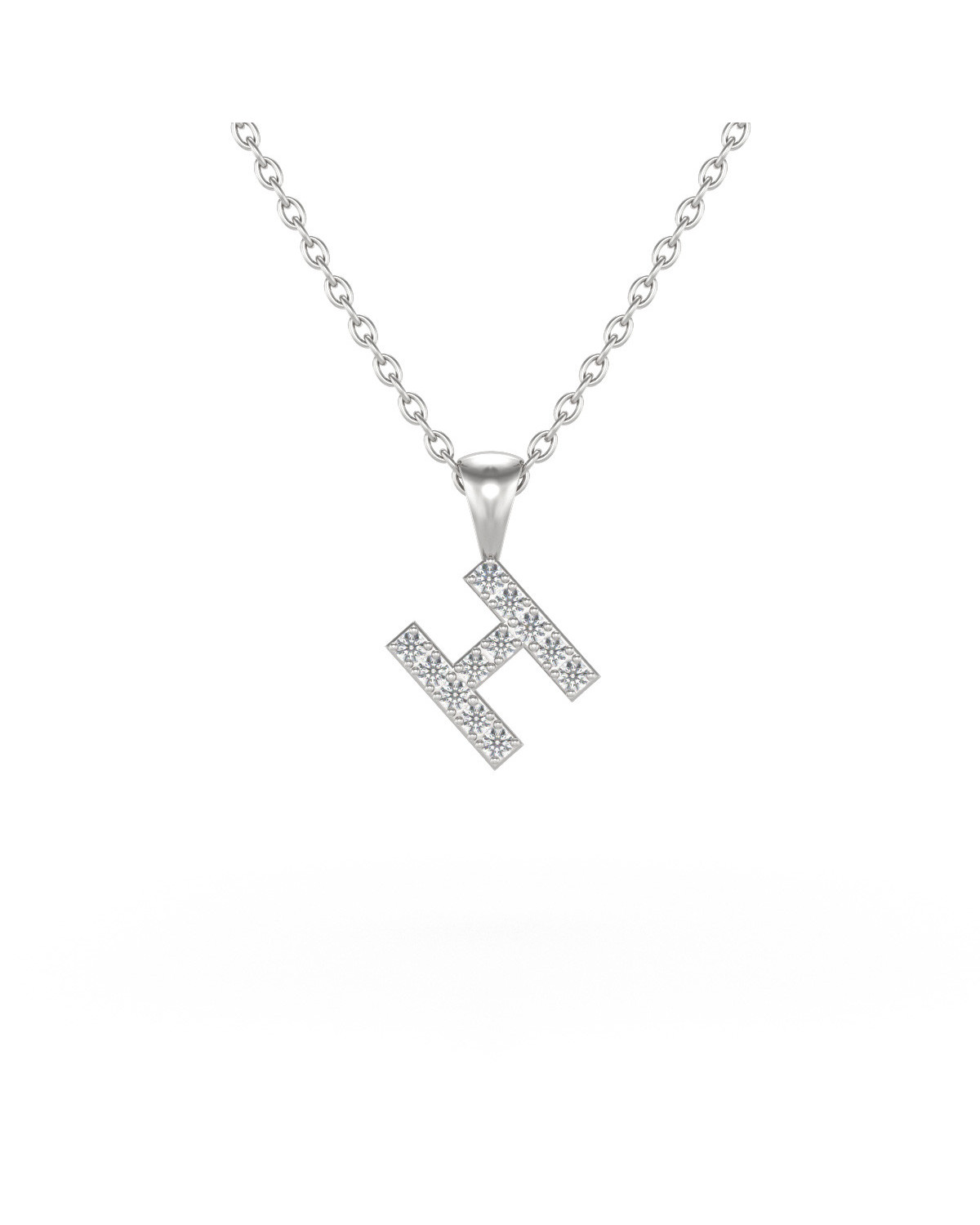 Collier Pendentif Lettre H Diamant Chaine Argent 925 incluse 0.72grs