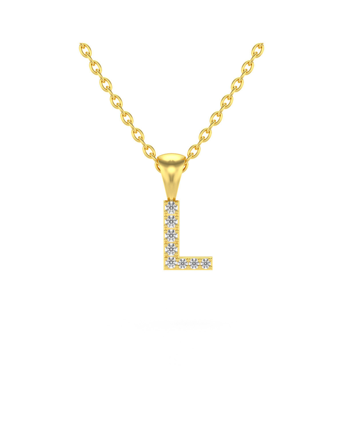 Collier Pendentif Lettre L Or Jaune Diamant Chaine Or incluse 0.72grs
