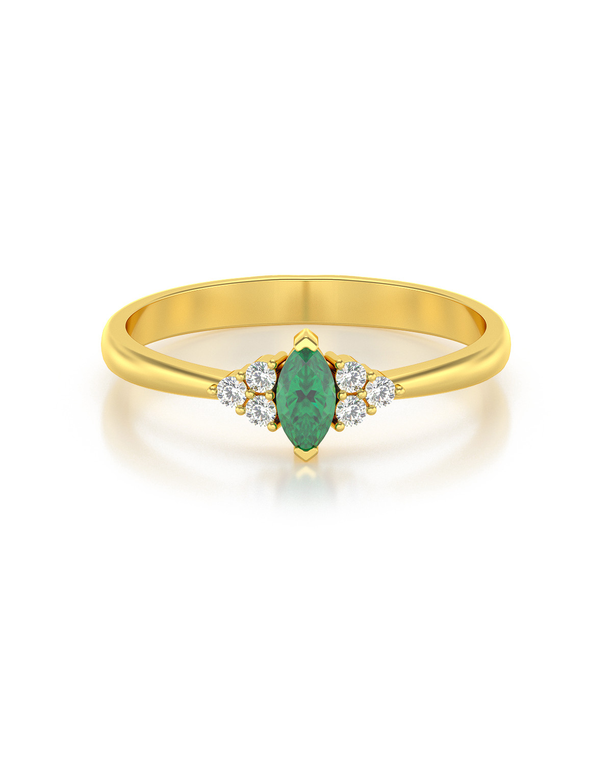 Bague Émeraude Marquise Or Jaune Diamants - Collection Abril