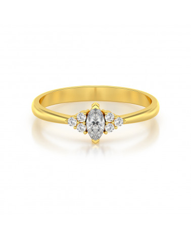 Bague Or 750 Jaune Moissanite et Diamants 2.1grs