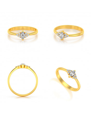 Bague Or 750 Jaune Moissanite et Diamants 2.1grs