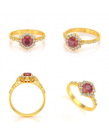 Gold Rubin Diamanten Ringe