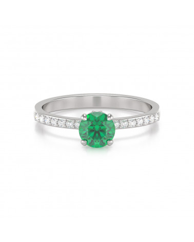 925 Silver Emerald Diamonds Ring