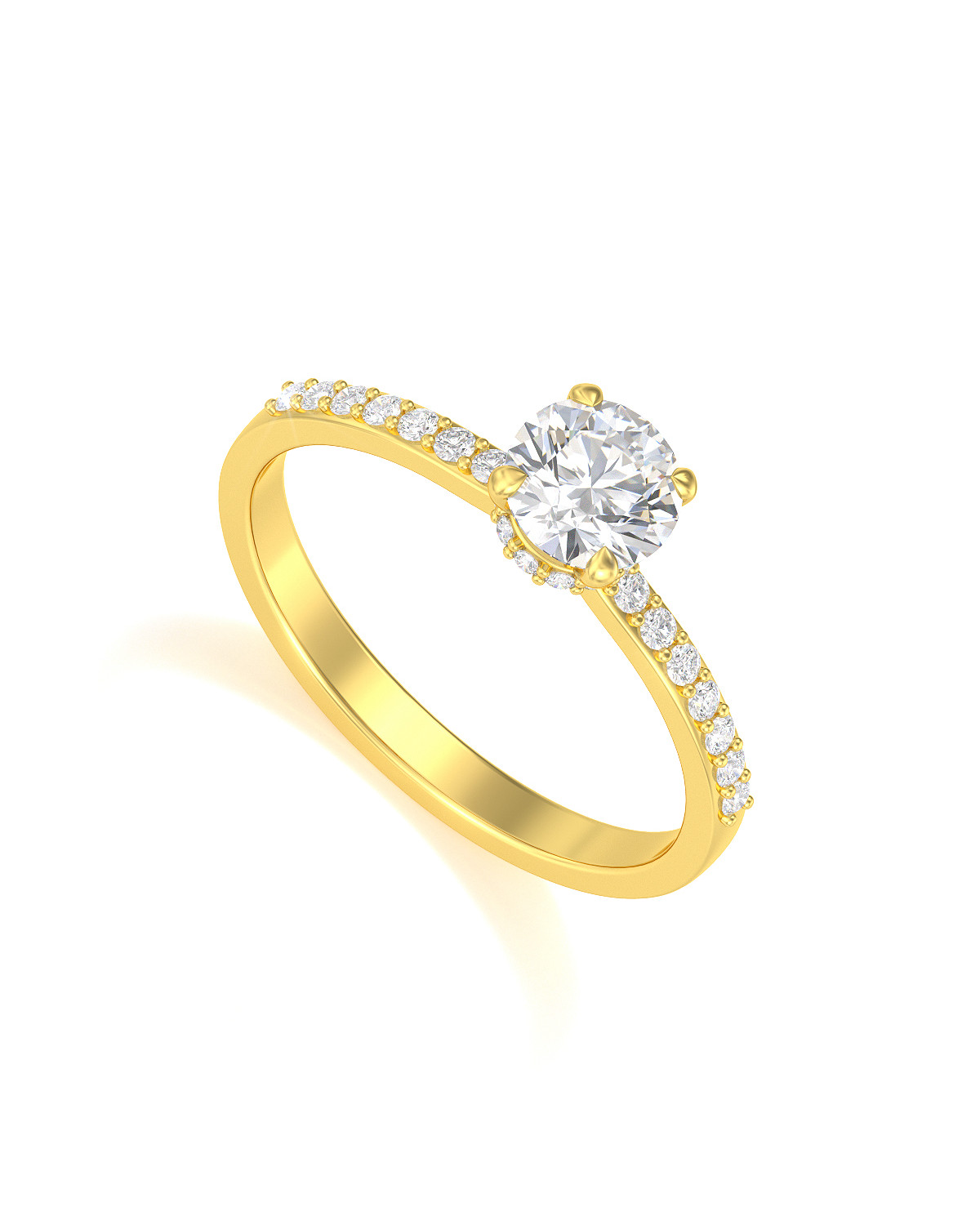 Golden Radiance Solitaire Engagement Ring