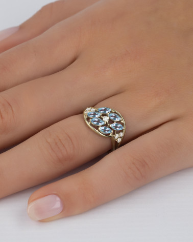 Gold Emerald Diamonds Ring 1.32grs