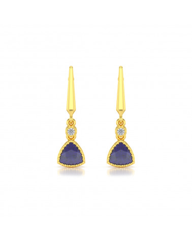 Gold Iolite Diamonds Earrings
