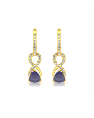 Gold Iolite Diamonds Earrings