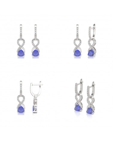 Pendientes Tanzanita Diamantes Plata de Ley 925