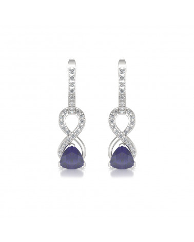 925 Silber Iolith Diamanten Ohrringe