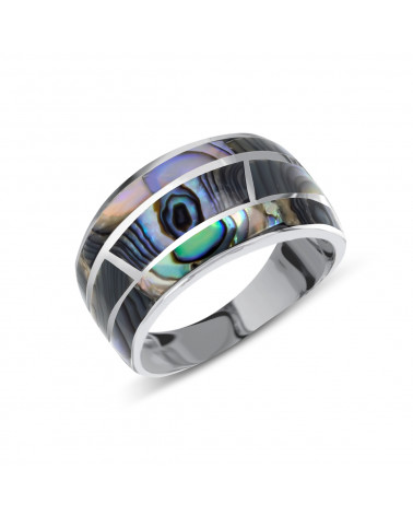 925 Sterling Silver Abalone mother-of-pearl Ring