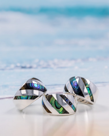 925 Sterling Silver Abalone mother-of-pearl Ring
