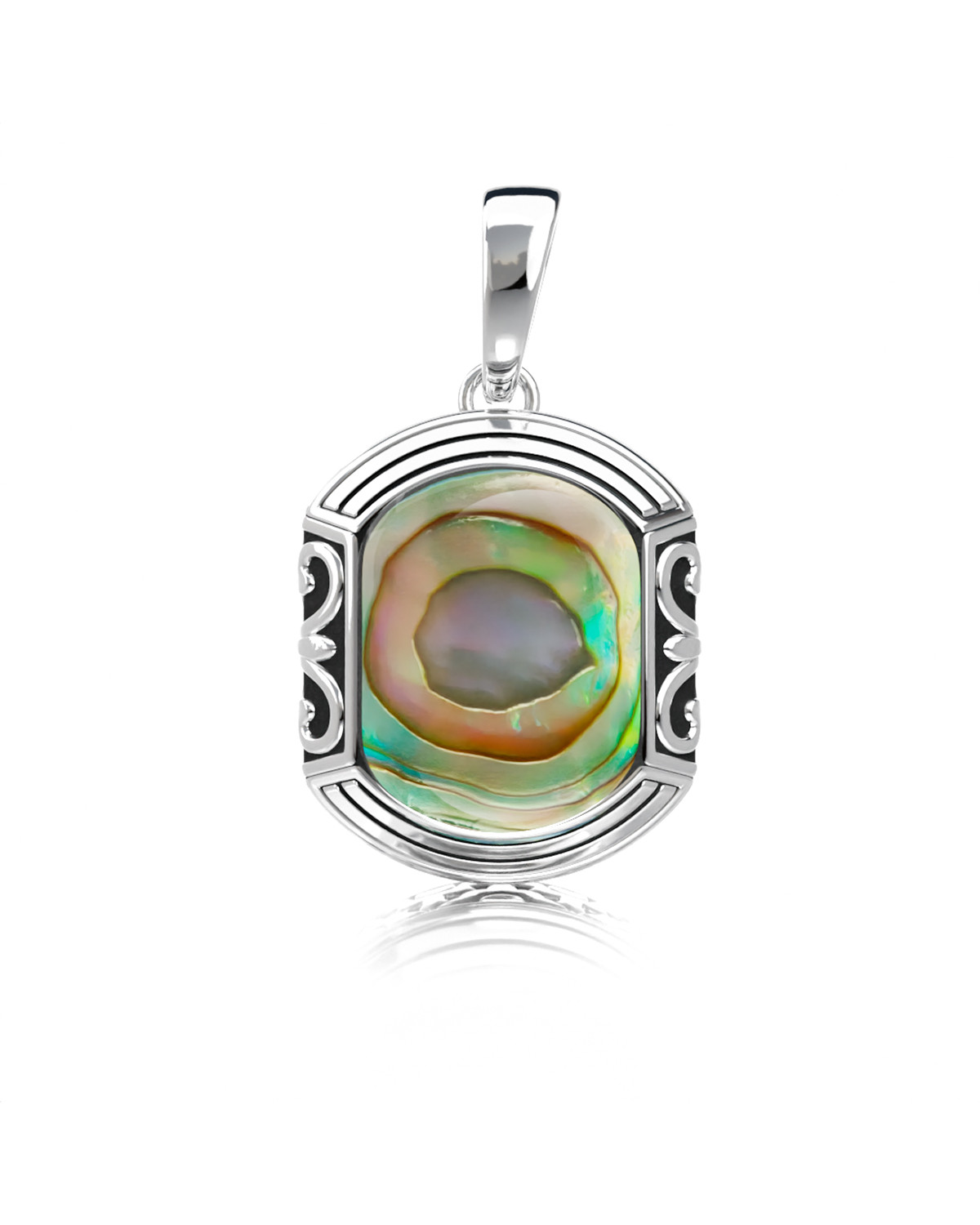 925 Sterling Silver Abalone Mother-of-pearl Ethnic Pendant