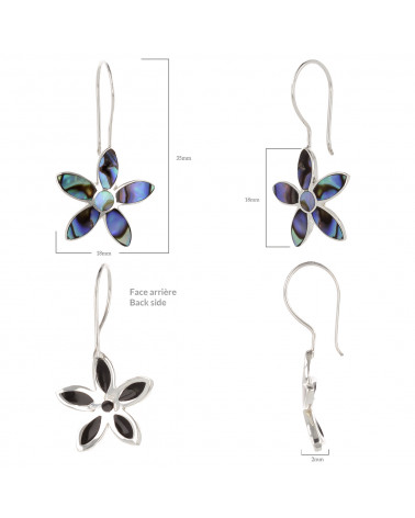 925 Sterling Silver Abalone Mother-of-pearl Flower Earrings