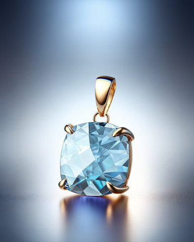 Blue Sky topaz pendant set in 925 silver and 18-carat fine gold