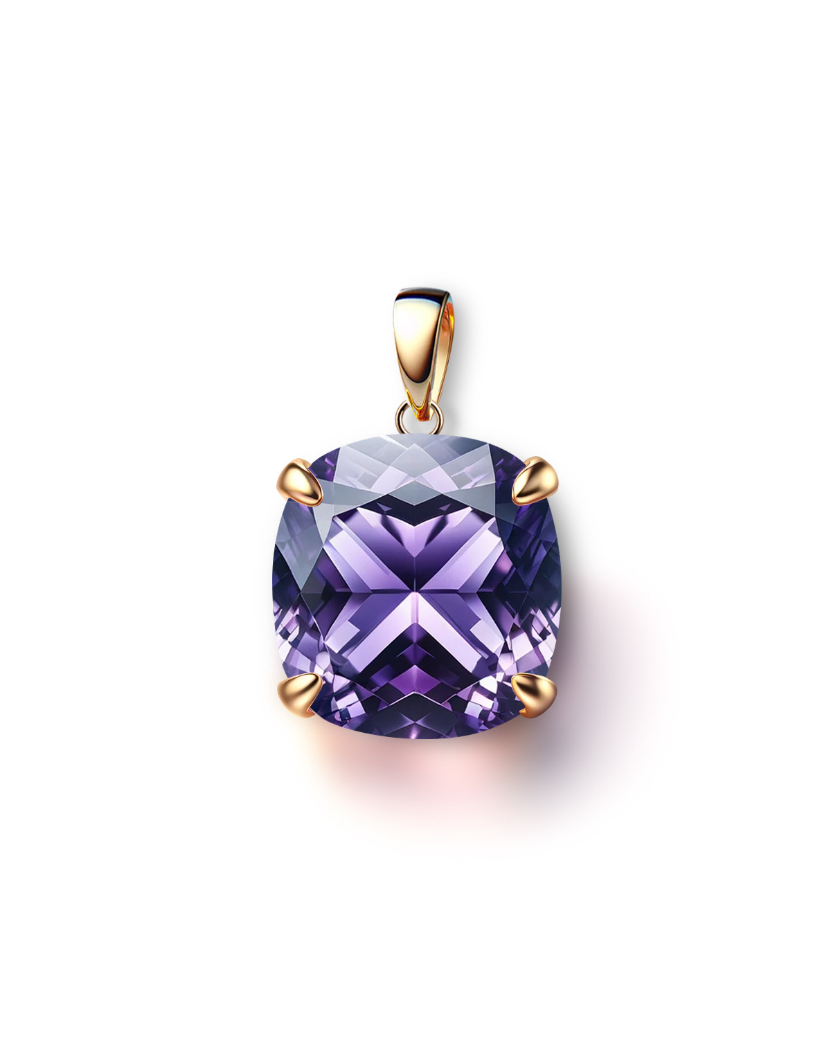 Faceted Amethyst pendant set in 18-carat fine gold 925 silver