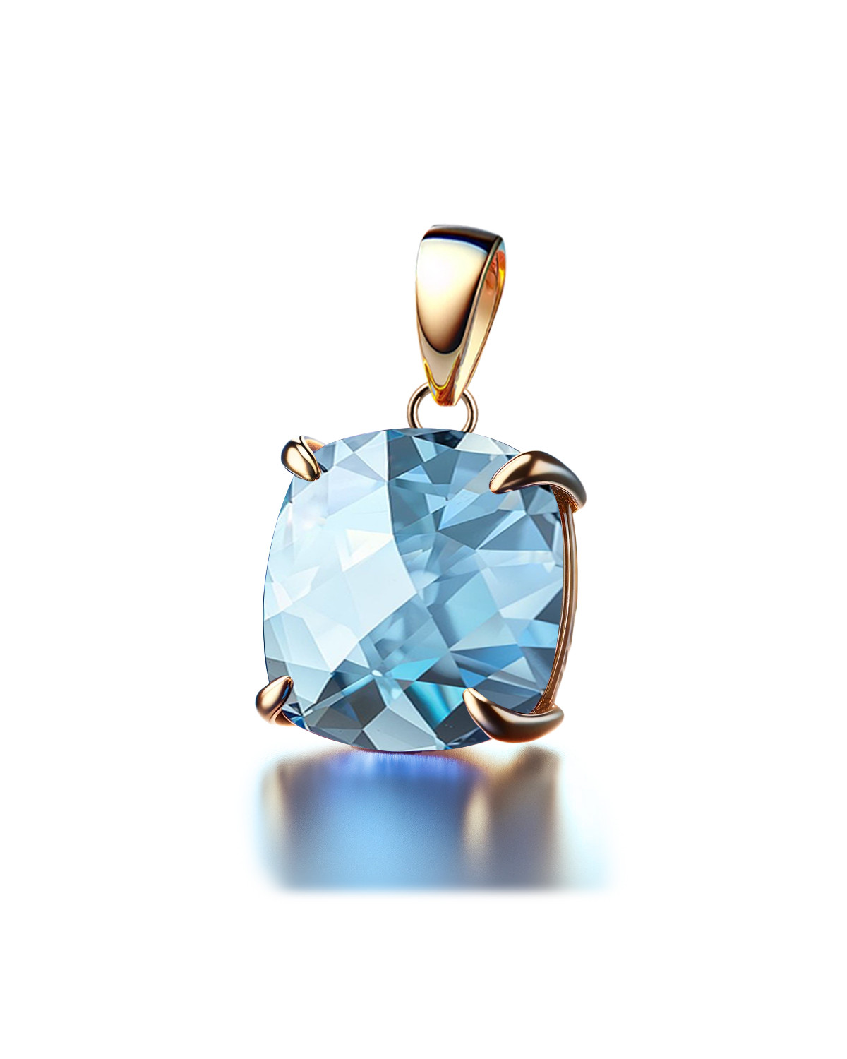 Blue Sky topaz pendant set in 925 silver and 18-carat fine gold