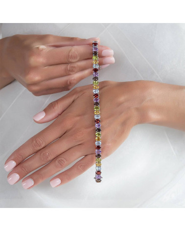 925 Sterlingsilber Peridot Citrin Topas Granat Amethyst ovale Form Armbund