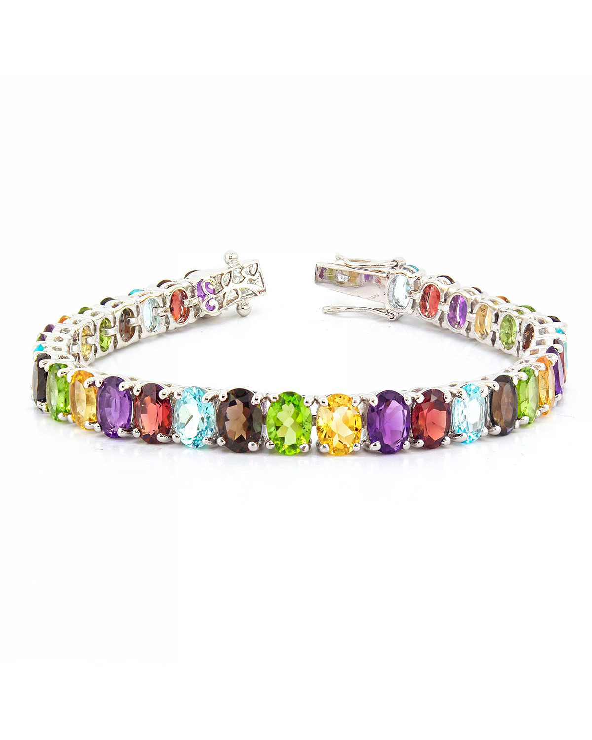 Pulsera Peridoto Citrino Topacio Granate Amatista Forma Oval Plata de Ley 925