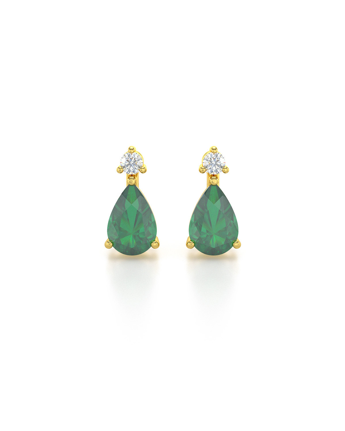 Orecchini in Oro 14K Smeraldo Diamanti