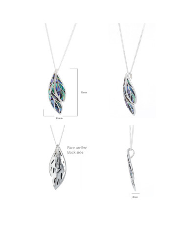 Pendentif feuille en nacre Abalone et argent 925 - Élégance naturelle