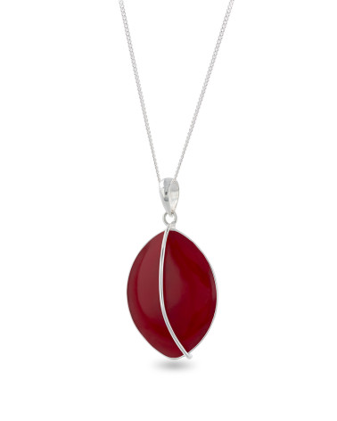 Colgante Elegancia Marina en plata 925 engastado con coral rojo natural