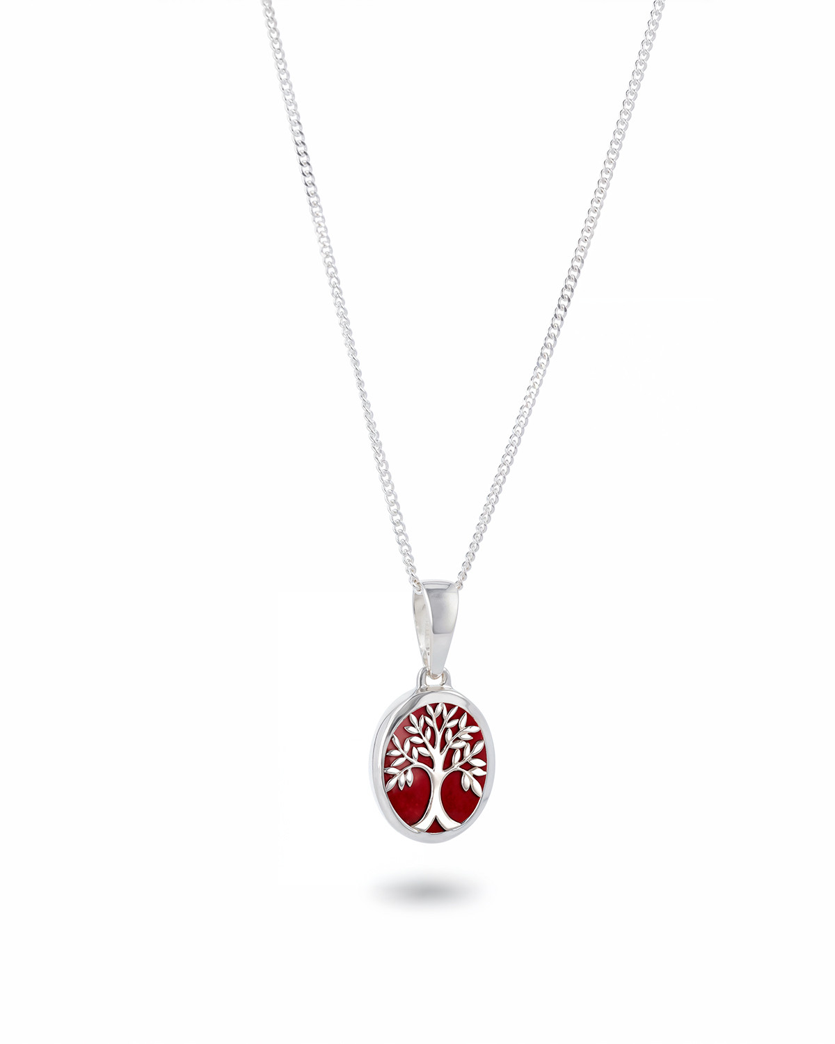 Colgante Árbol de la Vida en Coral Rojo y Plata 925 Rodinada - Ovalado
